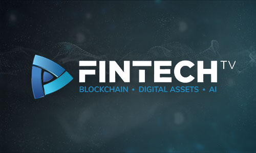 FINTECH.TV logo featuring a blue triangular design with the text 'FINTECH TV' and tagline 'BLOCKCHAIN | DIGITAL ASSETS | AI'.