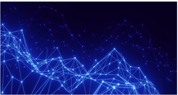 Blue digital network lines and glowing nodes form an abstract blockchain-style chart for The Signal weekly wrap on fintech and digital assets.