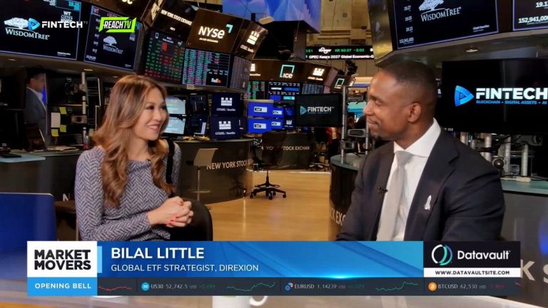Bilal Little speaks with a host on the New York Stock Exchange floor during FINTECH.TV Market Movers: The Opening Bell.