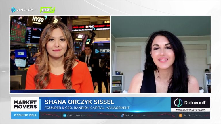 Shana Orczyk Sissel appears in a split-screen Market Movers interview on alternative investments and market volatility.