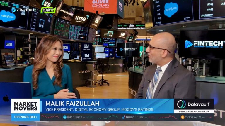 Malik Faizullah speaks with a host on the NYSE floor during FINTECH.TV's Market Movers: The Opening Bell.