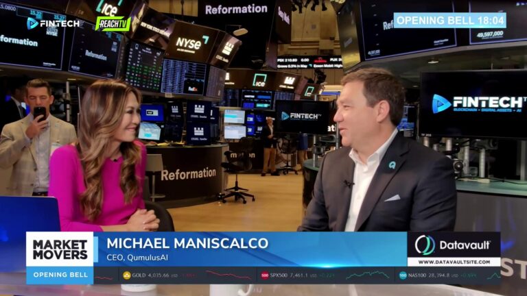 Michael Maniscalco of QumulusAI speaks with a FINTECH.TV host on the NYSE floor during Opening Bell.